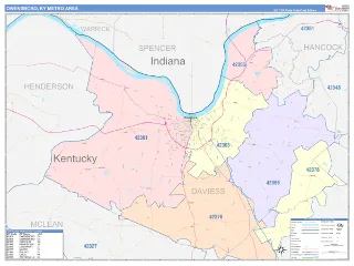 Owensboro Metro Area ColorCast style ZIP Code wall map