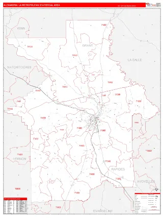 Alexandria Metro Area RedLine style ZIP Code wall map