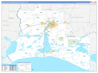 Lake Charles Metro Area Business Reference style ZIP Code wall map