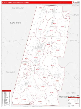 Pittsfield Metro Area RedLine style ZIP Code wall map