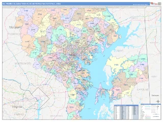 Baltimore-Columbia-Towson Metro Area ColorCast style ZIP Code wall map