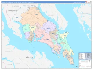 California-Lexington Park Metro Area ColorCast style ZIP Code wall map