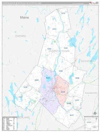 Lewiston-Auburn Metro Area Classic style ZIP Code wall map