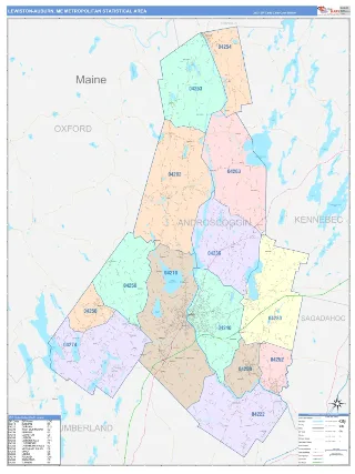 Lewiston-Auburn Metro Area ColorCast style ZIP Code wall map