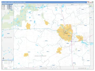 Ann Arbor Metro Area Business Reference style ZIP Code wall map