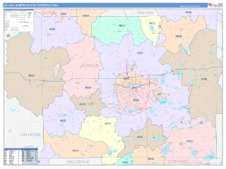 Jackson Metro Area ColorCast style ZIP Code wall map