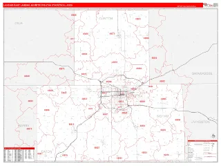 Lansing-East Lansing Metro Area RedLine style ZIP Code wall map