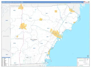 Monroe Metro Area Business Reference style ZIP Code wall map