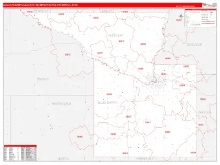 Mankato-North Mankato Metro Area RedLine style ZIP Code wall map