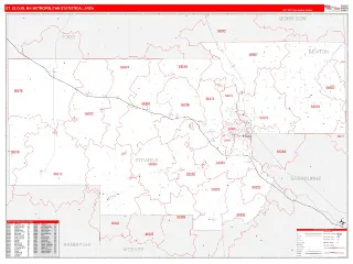 St. Cloud Metro Area RedLine style ZIP Code wall map