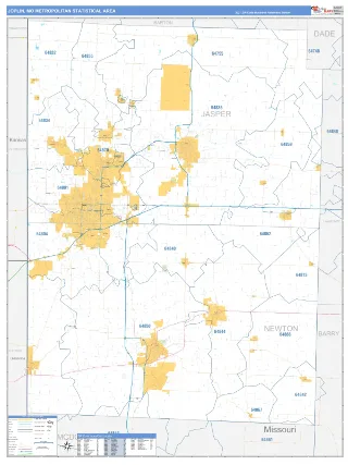 Joplin Metro Area Business Reference style ZIP Code wall map