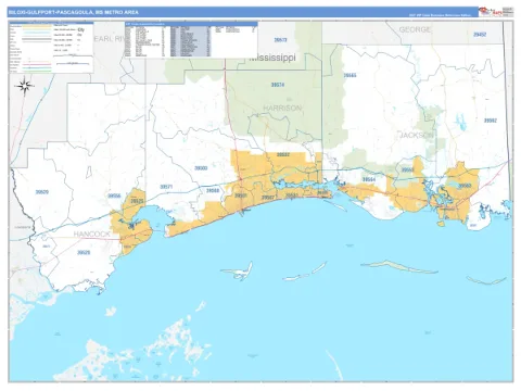 Gulfport-Biloxi-Pascagoula metro area map