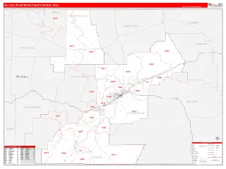 Billings Metro Area RedLine style ZIP Code wall map