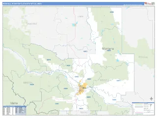 Missoula Metro Area Business Reference style ZIP Code wall map