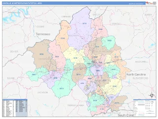 Asheville Metro Area ColorCast style ZIP Code wall map