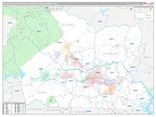 Hickory-Lenoir-Morganton Metro Area Classic style ZIP Code wall map