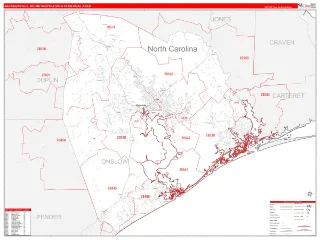 Jacksonville Metro Area RedLine style ZIP Code wall map