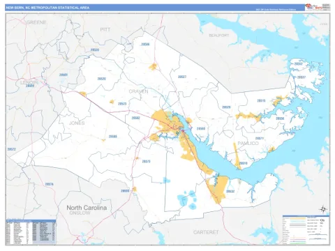 New Bern metro area map