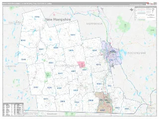 Manchester-Nashua Metro Area Classic style ZIP Code wall map