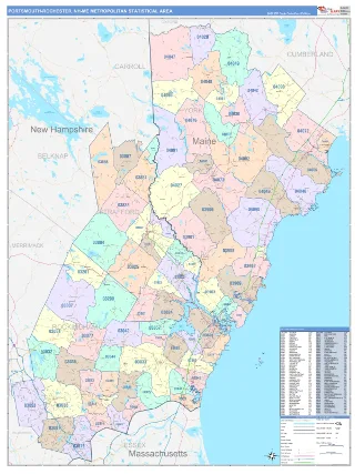 Portsmouth-Rochester Metro Area ColorCast style ZIP Code wall map