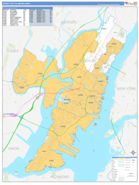 Jersey City metro area map