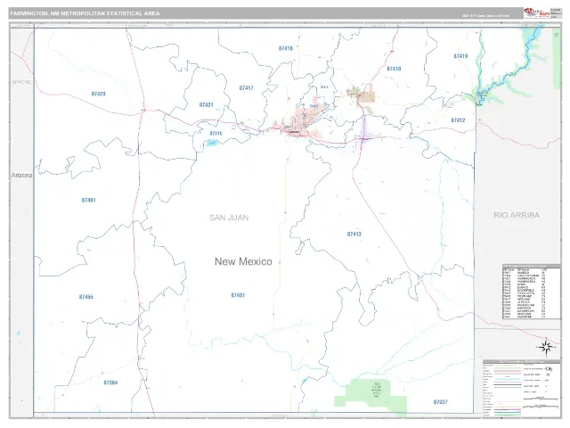 Farmington Metro Area ZIP Code Wall Map, Classic style
