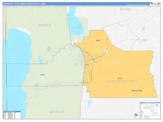 Carson City Metro Area Business Reference style ZIP Code wall map