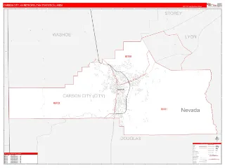 Carson City Metro Area RedLine style ZIP Code wall map