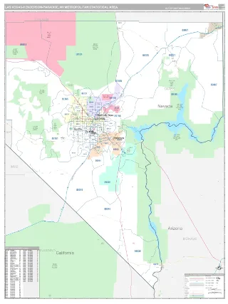 Las Vegas-Henderson-Paradise Metro Area Classic style ZIP Code wall map