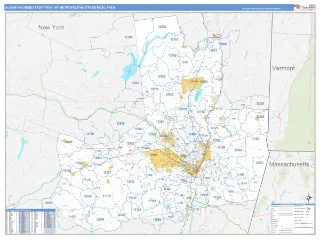 Albany-Schenectady-Troy Metro Area Business Reference style ZIP Code wall map