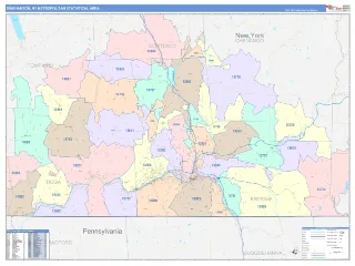 Binghamton Metro Area ColorCast style ZIP Code wall map