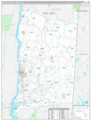 Dutchess County Metro Area Classic style ZIP Code wall map