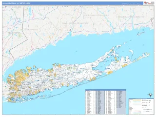 Nassau-Suffolk Metro Area Business Reference style ZIP Code wall map