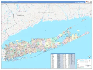 Nassau-Suffolk Metro Area ColorCast style ZIP Code wall map