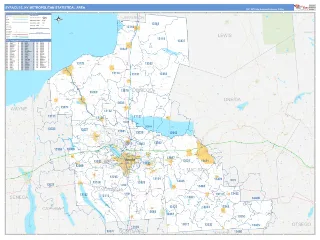 Syracuse Metro Area Business Reference style ZIP Code wall map