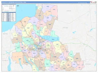 Syracuse Metro Area ColorCast style ZIP Code wall map