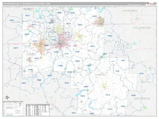 Canton-Massillon Metro Area Classic style ZIP Code wall map