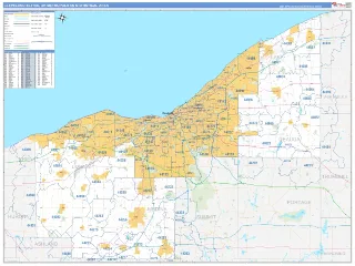 Cleveland-Elyria Metro Area Business Reference style ZIP Code wall map