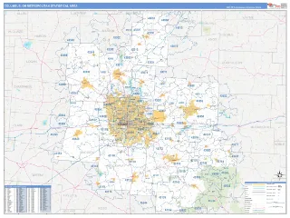 Columbus Metro Area Business Reference style ZIP Code wall map