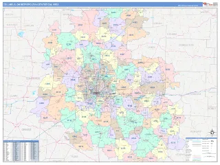Columbus Metro Area ColorCast style ZIP Code wall map