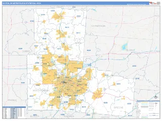 Dayton Metro Area Business Reference style ZIP Code wall map