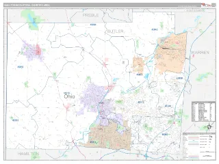 Hamilton-Middletown Metro Area Classic style ZIP Code wall map