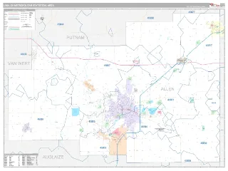 Lima Metro Area Classic style ZIP Code wall map