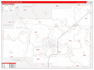Lima Metro Area RedLine style ZIP Code wall map