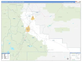 Bend-Redmond Metro Area Business Reference style ZIP Code wall map