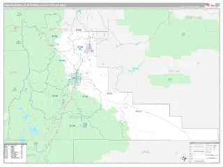 Bend-Redmond Metro Area Classic style ZIP Code wall map