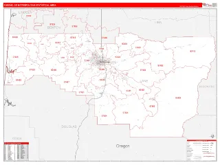 Eugene Metro Area RedLine style ZIP Code wall map