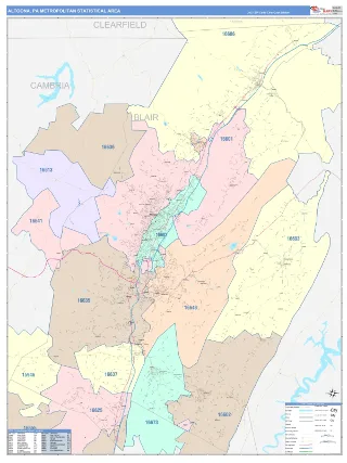 Altoona Metro Area ColorCast style ZIP Code wall map