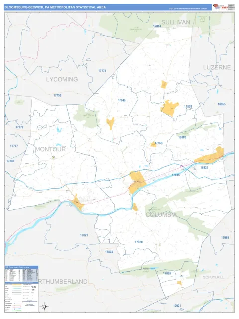Bloomsburg-Berwick metro area map