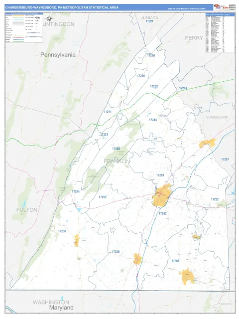 Chambersburg-Waynesboro metro area map